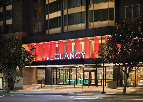 The vibrant exterior of The Clancy, Autograph Collection PHOTO COURTESY OF THE CLANCY, AUTOGRAPH COLLECTION
