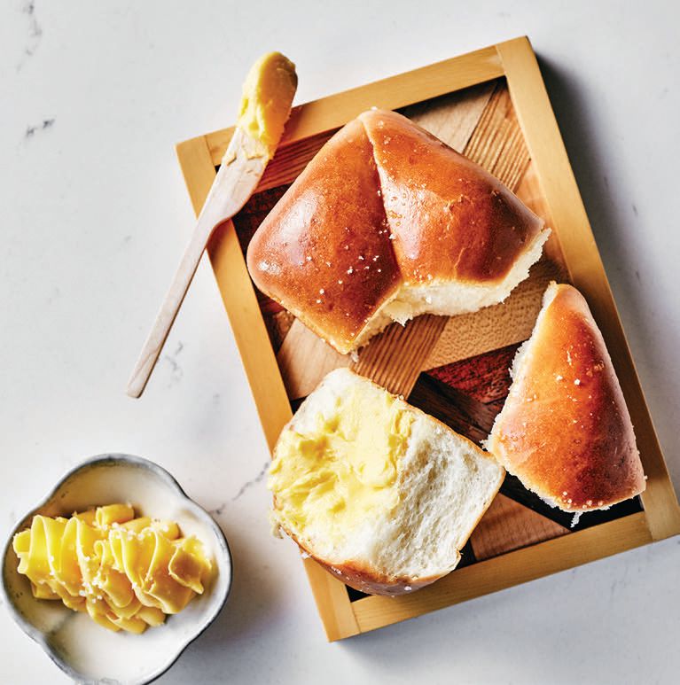 Freshly baked sourdough shokupan and house-cultured butter with optional supplements such as spicy crab fat or seaweed from Marin are on the menu. PHOTO BY KELLY PULEIO/COURTESY OF LE FANTASTIQUE