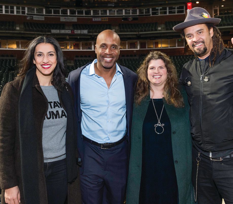 Sara Franti, Barry Bonds, Amy Wender and Michael Franti at the annual Holiday Heroes TRACY EASTON