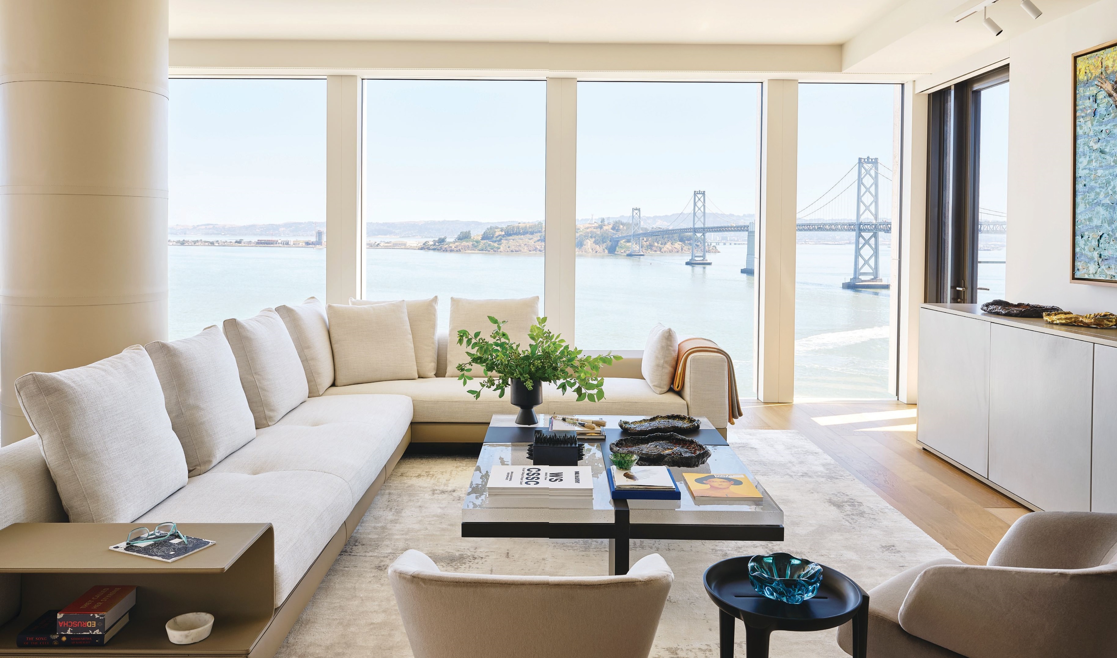 The condo boasts exceptional views of the Bay Bridge from nearly every room. PHOTOGRAPHED BY R. BRAD KNIPSTEIN
