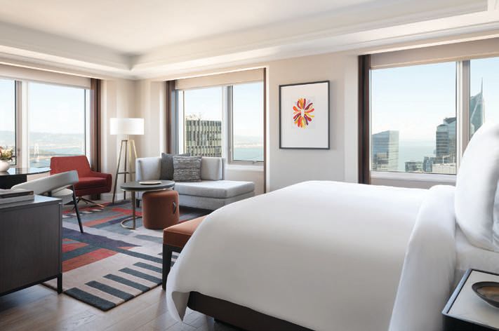 A Bay view corner suite room lives up to its moniker PHOTO COURTESY OF FOUR SEASONS HOTEL SAN FRANCISCO AT EMBARCADERO