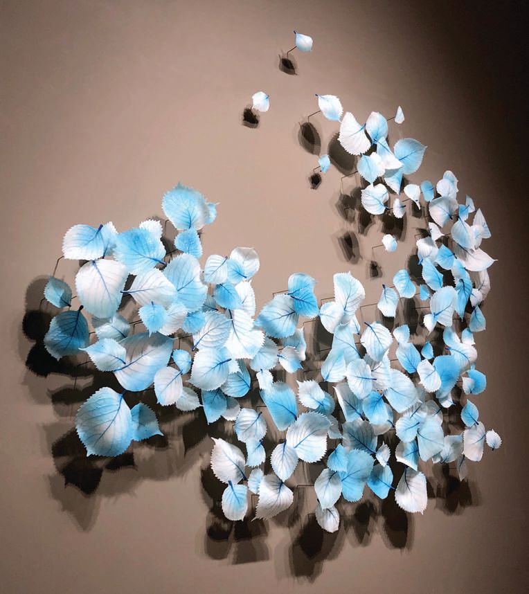 Dean Bensen and Demetra Theofanous, “Where the Clouds Meet” (2021, pate de verre glass), 44 inches by 55 inches by 7 inches. PHOTO COURTESY OF MONTAGUE GALLERY