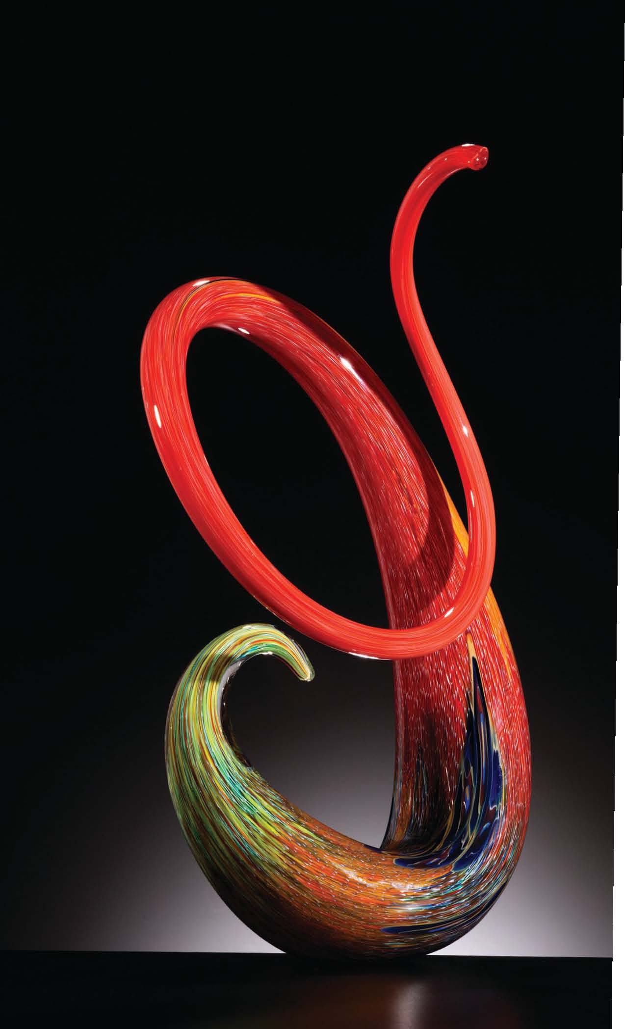 Montague Gallery represents a range of glass artists, including Lino Tagliapietra, “Fenice” (2019, blown glass), 22.5 inches by 12.5 inches by 12 inches. PHOTO COURTESY OF MONTAGUE GALLERY