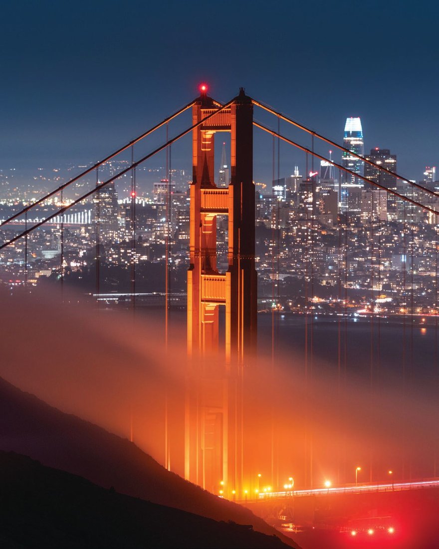 Lax’s shot of the Golden Gate Bridge from Marin Headlands at nighttime. PHOTO BY MICHAEL LAX