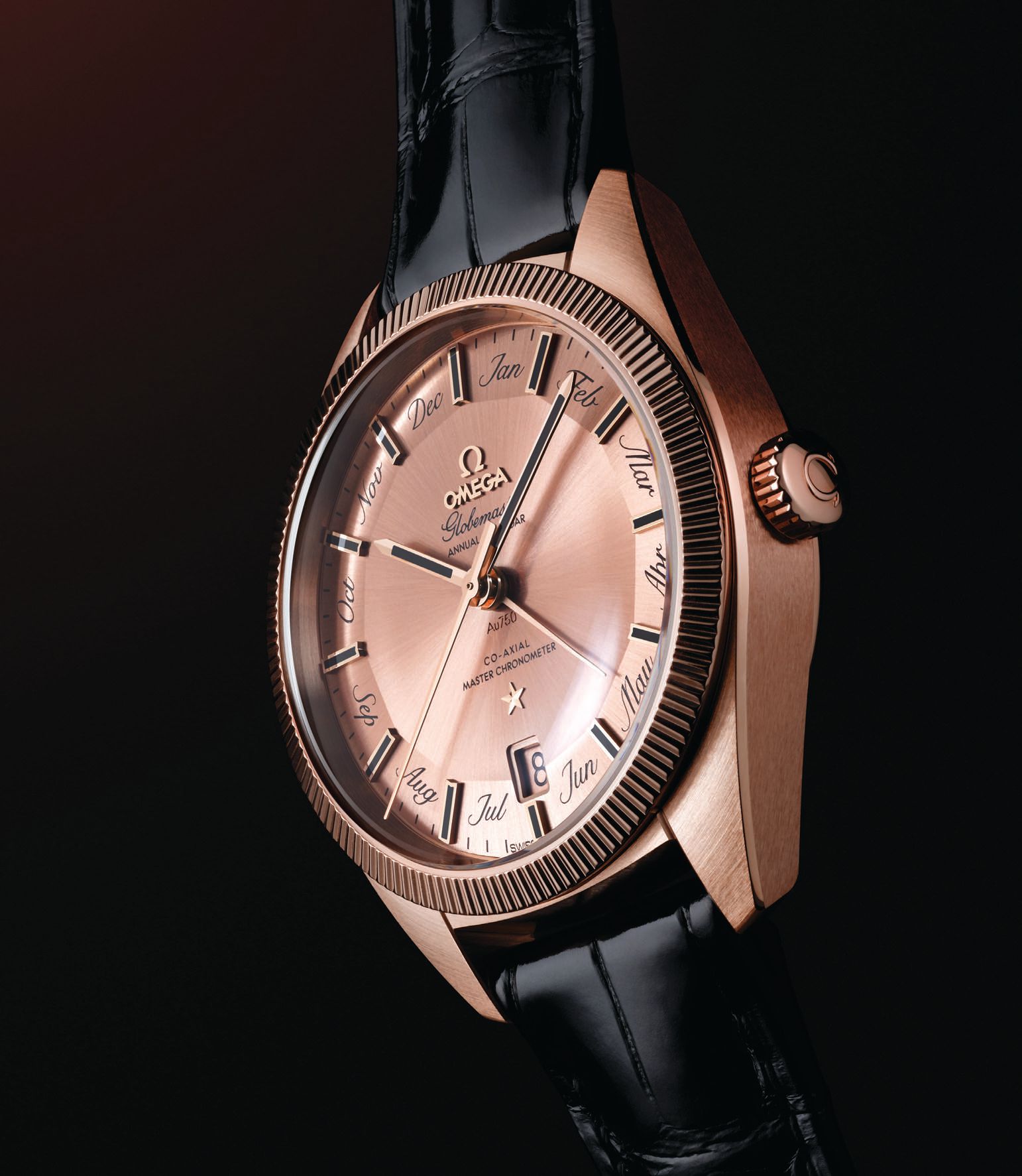 A gold option is one of three stunning choices in the Globemaster Annual Calendar collection. PHOTO COURTESY OF OMEGA
