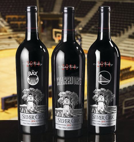 Silver Oak created Warriors-branded wine bottles for the venue. PHOTO COURTESY OF CHASE CENTER