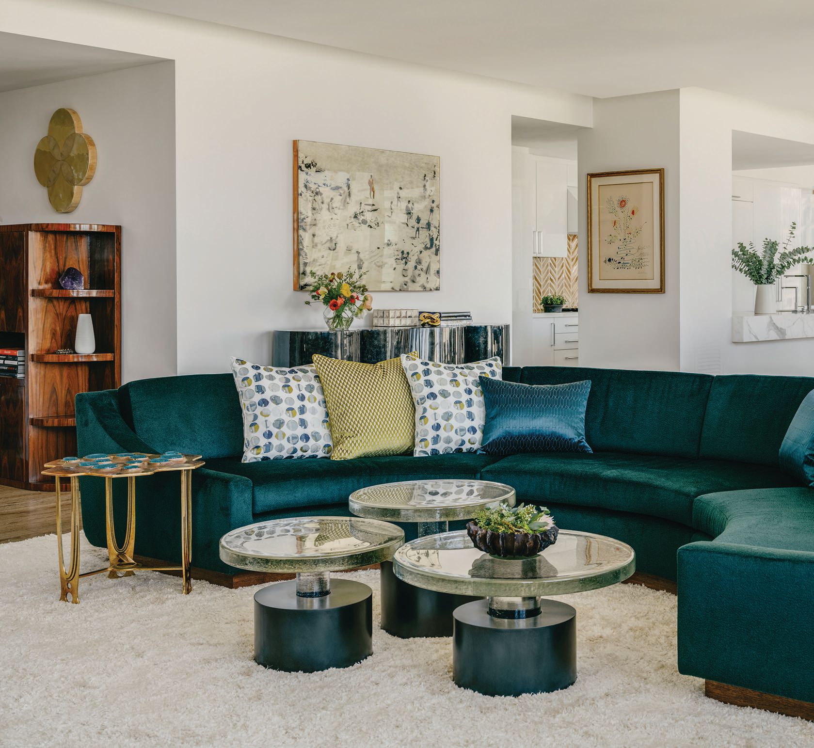 A custom-designed, curved sofa was designed to fit the room perfectly. PHOTOGRAPHED BY CHRISTOPHER STARK