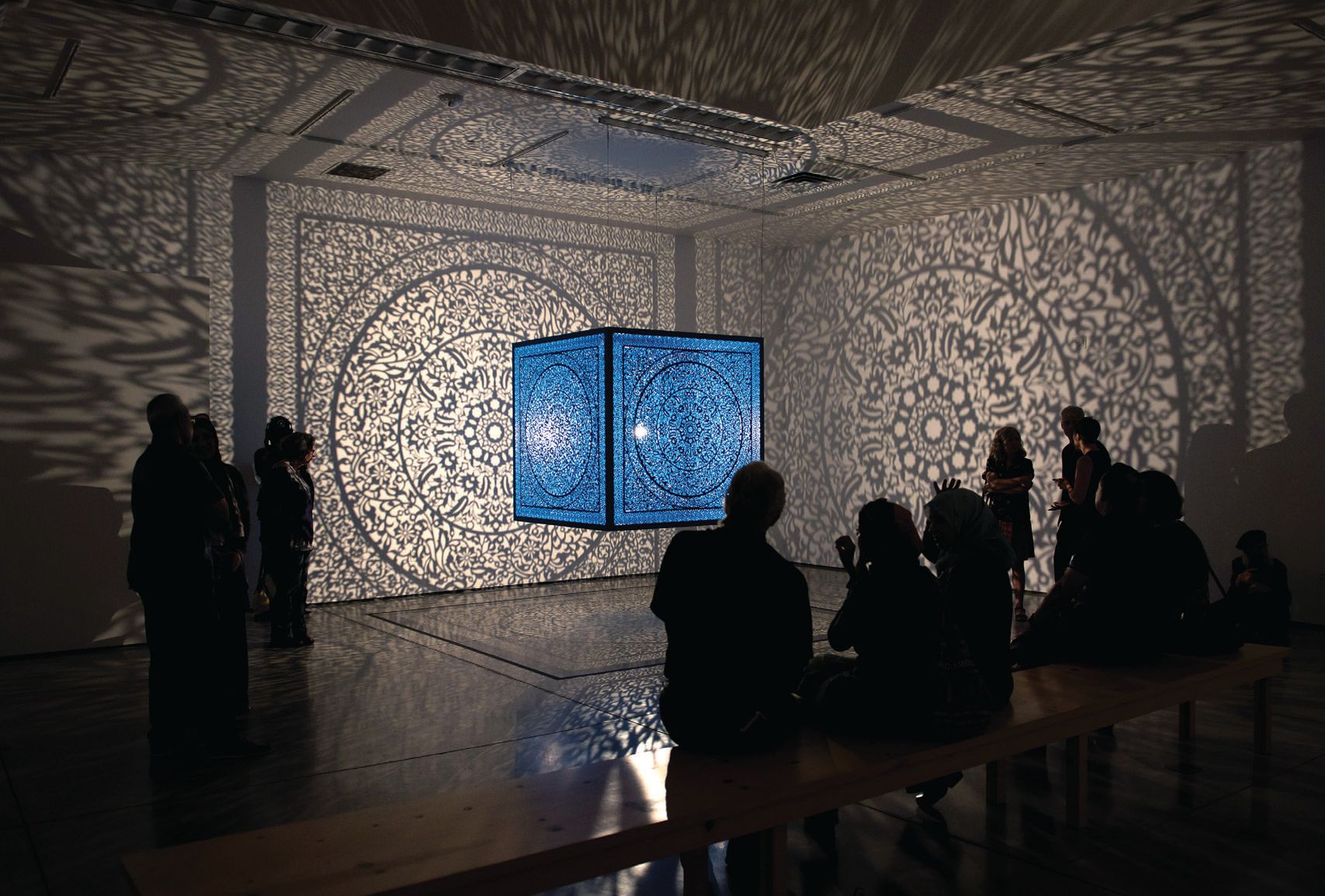 “All the Flowers Are for Me” by Anila Quayyum Agha at the Exploratorium PHOTO: COURTESY OF THE EXPLORATORIUM, DREW BARON, COURTESY OF THE COLUMBIA MUSEUM OF ART